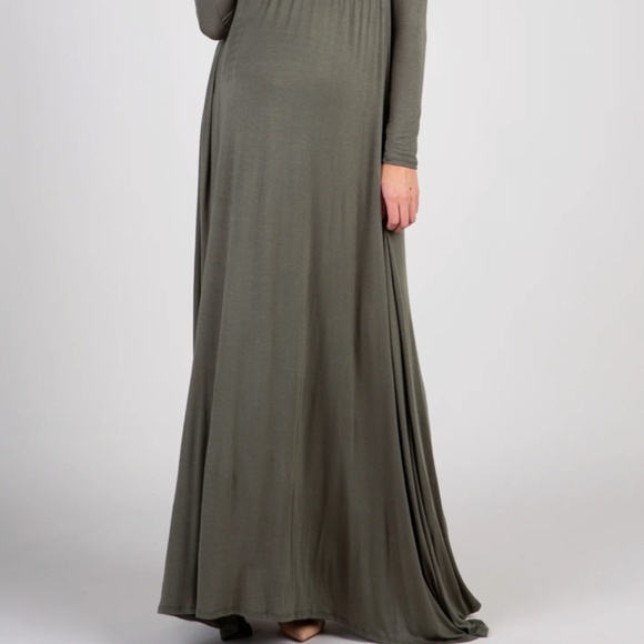NEW Maternity Maxi Dress - PinkBlush - Off Shoulder - Olive - Picture 6 of 12
